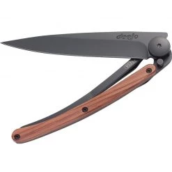 Deejo Black 37g Knife With Coral Handle