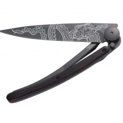 Deejo Black 37g Knife With Ebony Handle, Japanese Dragon