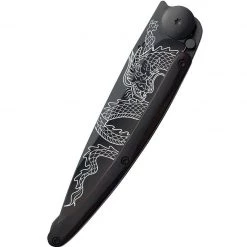 Deejo Black 37g Knife With Ebony Handle, Japanese Dragon