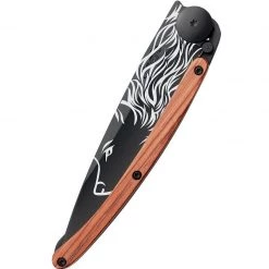 Deejo Black 37g Knife With Coral Handle, Wolf Tools / Accessories
