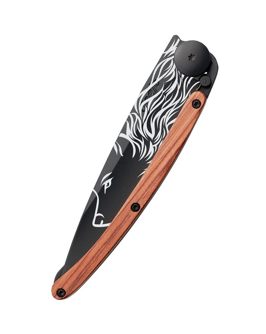 Deejo Black 37g Knife With Coral Handle, Wolf Tools / Accessories