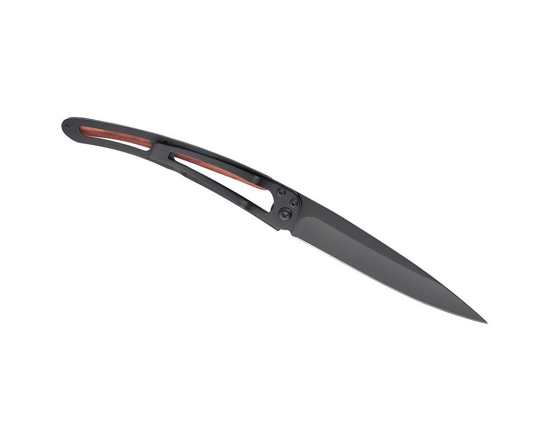 Deejo Black 37g Knife With Coral Handle, Anchor