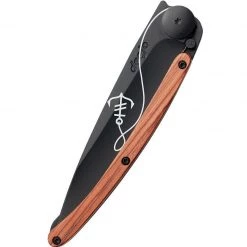 Deejo Black 37g Knife With Coral Handle, Anchor