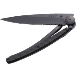 Tools / Accessories Deejo Serrated Black 37g Knife With Carbon Fibre Handle