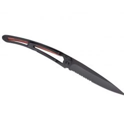 Tools / Accessories Deejo Serrated Black 37g Knife With Coral Handle