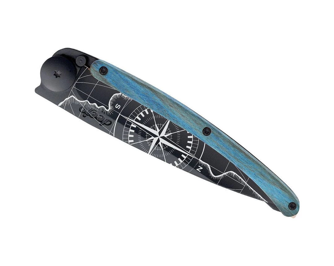 Tools / Accessories Deejo Black 37g Knife With Blue Beech Wood Handle, Terra Incognita