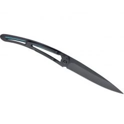 Deejo - NZ Series Deejo Black 37g Knife With Blue Beech Wood Handle, Hector Dolphin