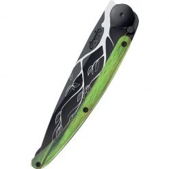 Deejo Black 37g Knife With Green Beech Wood Handle, Tree