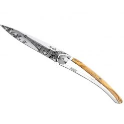 Tools / Accessories Deejo Mirror 37g Knife With Olive Wood Handle, Eiffel Tower