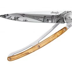 Tools / Accessories Deejo Mirror 37g Knife With Olive Wood Handle, Eiffel Tower