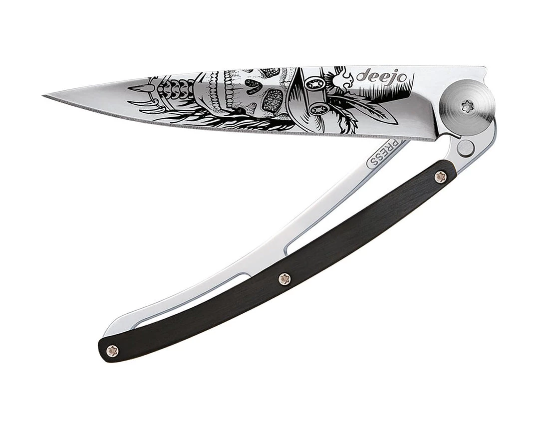 Tools / Accessories Deejo Mirror 37g Knife With Ebony Handle, Dandy Skull