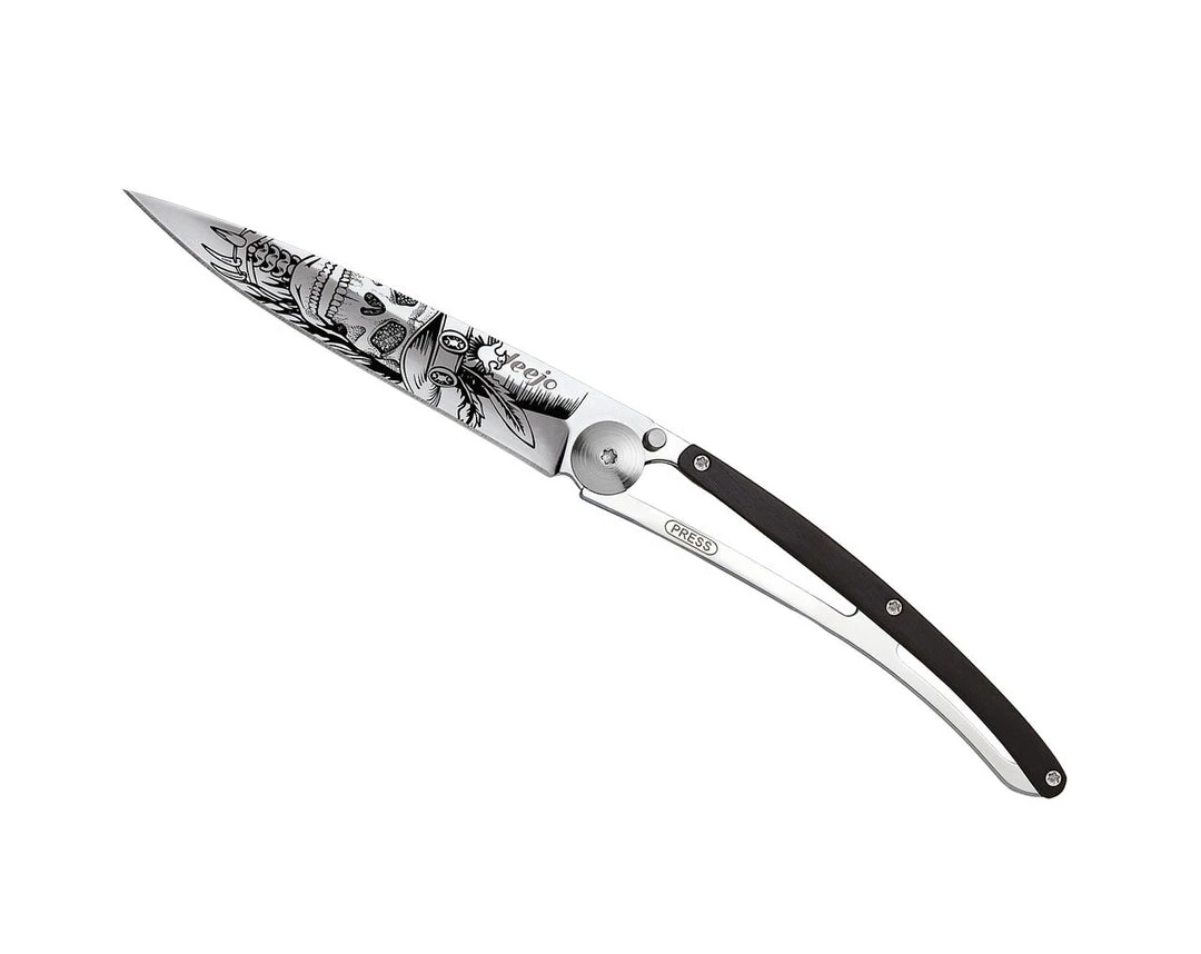 Tools / Accessories Deejo Mirror 37g Knife With Ebony Handle, Dandy Skull