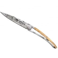 Deejo Tattoo 37g Knife With Olive Wood Handle, Lighthouse