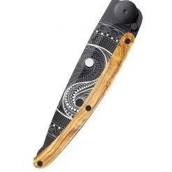 Tools / Accessories Deejo Black 37g Knife With Olive Wood Handle, Yin & Yan