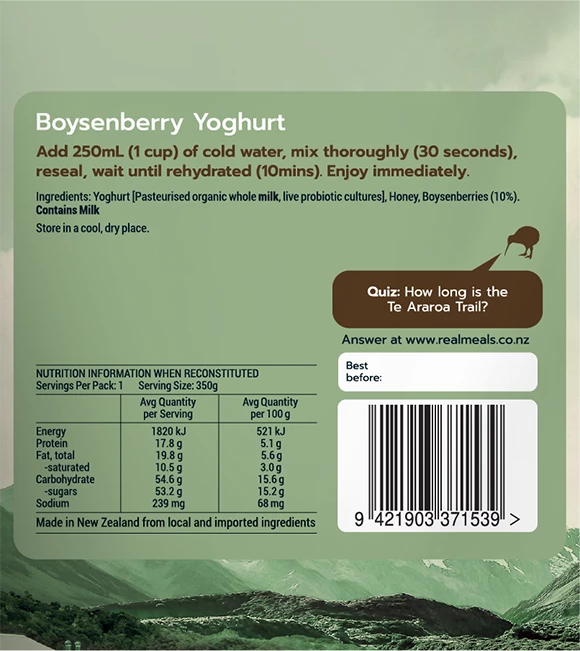 Food Real Meals Boysenberry Yoghurt