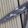 Deejo - NZ Series Deejo Black 37g Knife With Blue Beech Wood Handle, Hector Dolphin