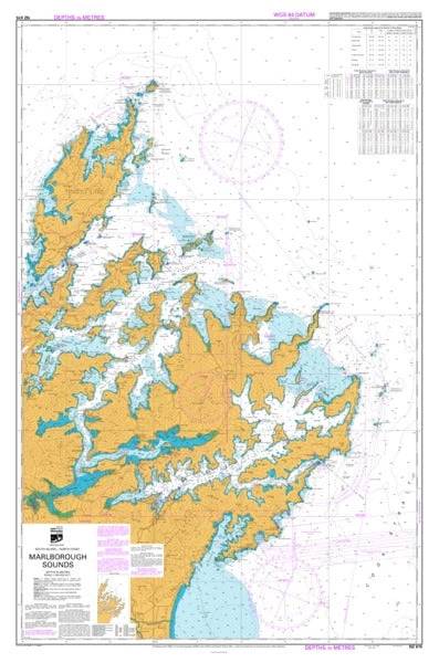 Land Information Nz LINZ Hydrograpic Chart #615 - Marlborough Sounds Maps