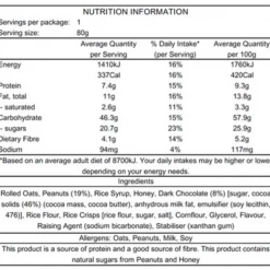 Em's Power Cookies Em's Power Cookie Bars, Peanut Chocolate Bomb, 80g, Each Food
