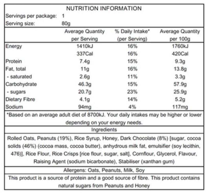 Em's Power Cookies Em's Power Cookie Bars, Peanut Chocolate Bomb, 80g, Each Food