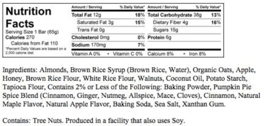 Food JoJé Gluten Free Bars, Apple Walnut Cake