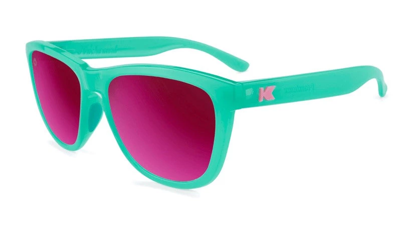 Knockaround Premiums Sport Polarized Sunglasses, Aquamarine/Fuchsia