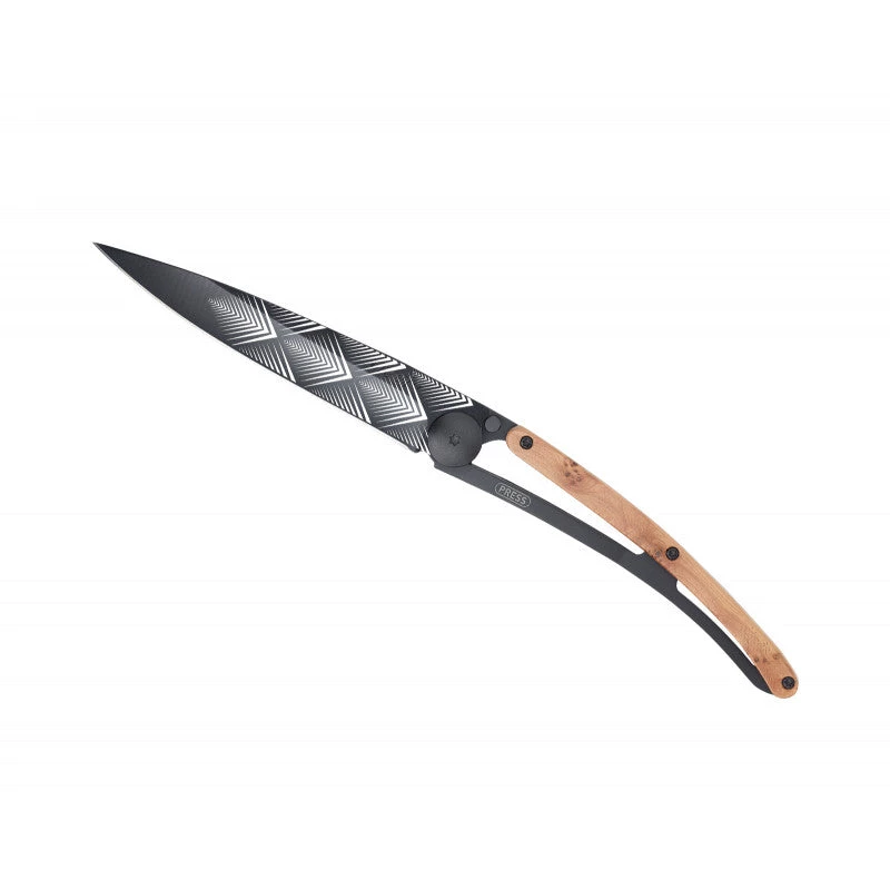 Deejo Black 37g Knife With Juniper Handle, Art Déco Tools / Accessories