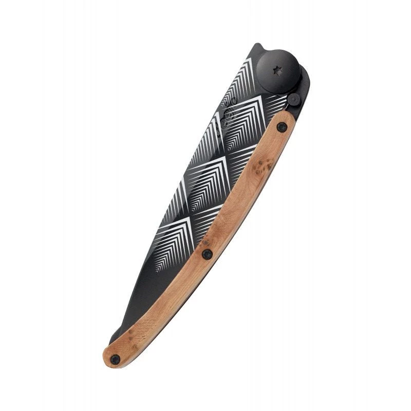 Deejo Black 37g Knife With Juniper Handle, Art Déco Tools / Accessories