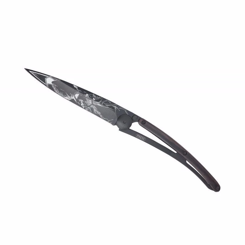 Deejo Black 37g Knife With Ebony Handle, Deer