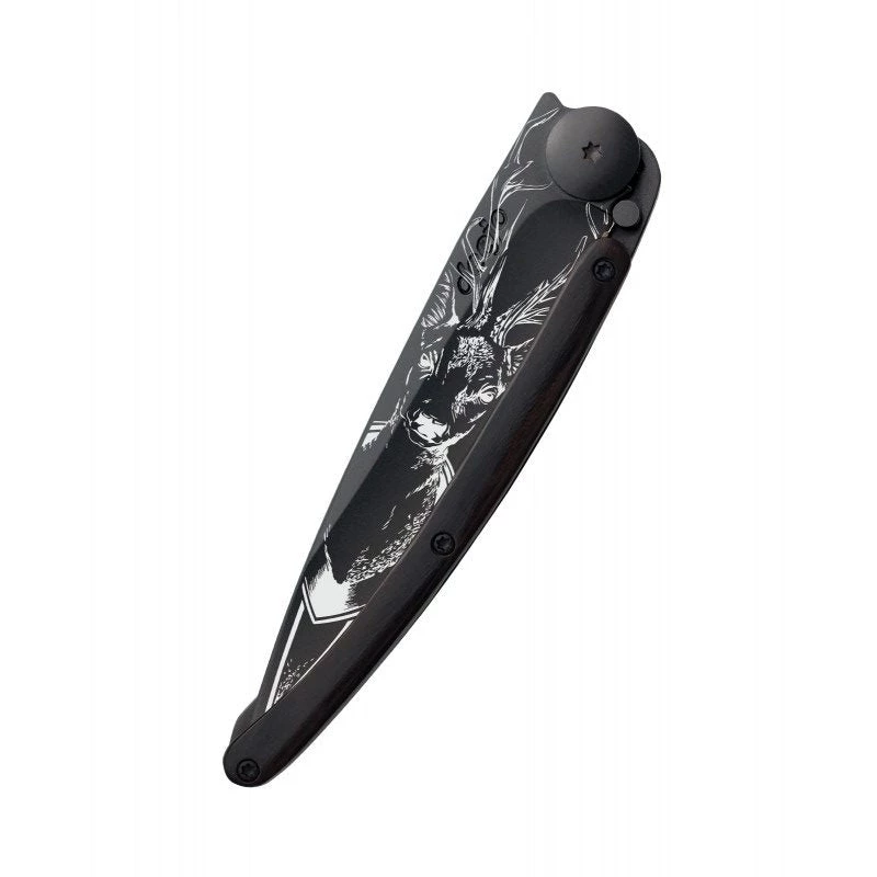 Deejo Black 37g Knife With Ebony Handle, Deer