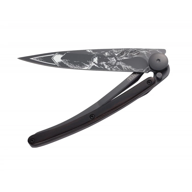 Deejo Black 37g Knife With Ebony Handle, Deer