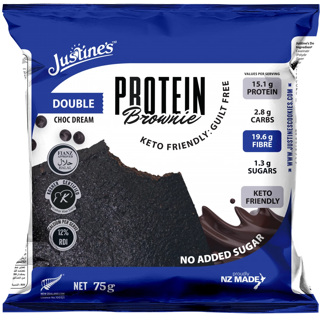 Justine's Cookies Food Justines Double Choc Dream Protein Brownie, 75g