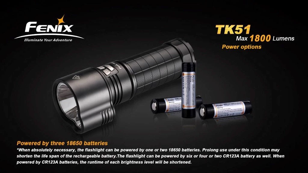 Camp / Tramp Fenix TK51 1800 Lumen Dual LED Flashlight
