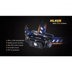 Fenix HL60R 950 Lumens USB Rechargeable Headlamp Camp / Tramp