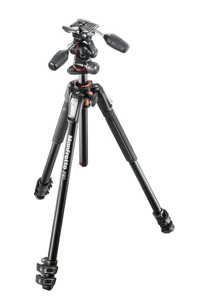Camera Accessories Manfrotto 190 Aluminium 3 Section Tripod + XPRO 3 Way Head
