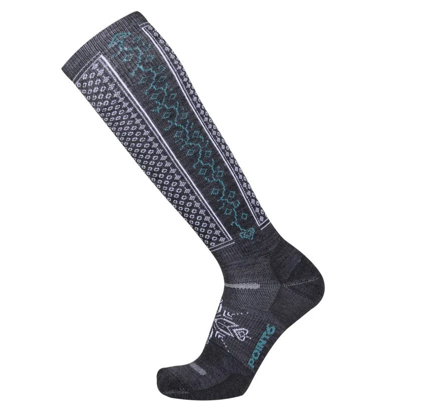 Snow / Ice Point6 Merino Norwegian Ultra Light OTC Ski Socks Grey Small