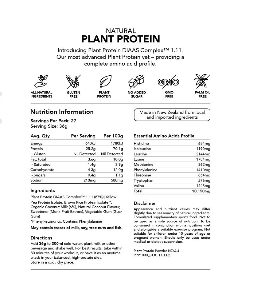 Radix Nutrition Radix Natural Plant Protein Powder, 1kg Food