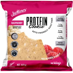 Justine's Cookies Justines Raspberry White Choc Protein Cookie, 60g Food