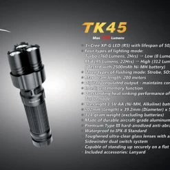 Fenix TK45 3 LED Variable Output 760 Lumen Torch Camp / Tramp