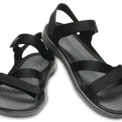 Crocs Womens Swiftwater Webbing Sandals, Black, Size 10 Clothing